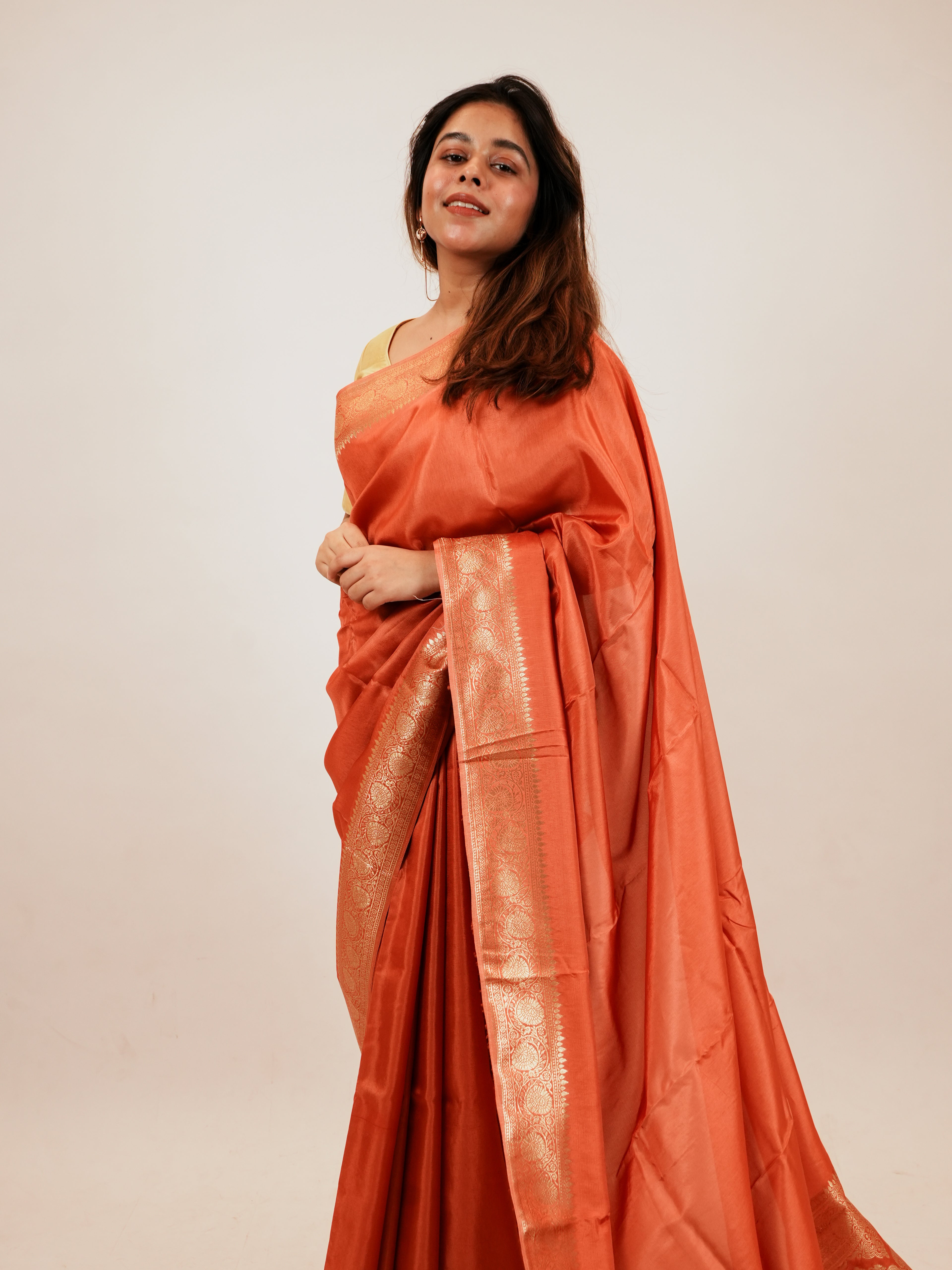 Rust Orange Saree