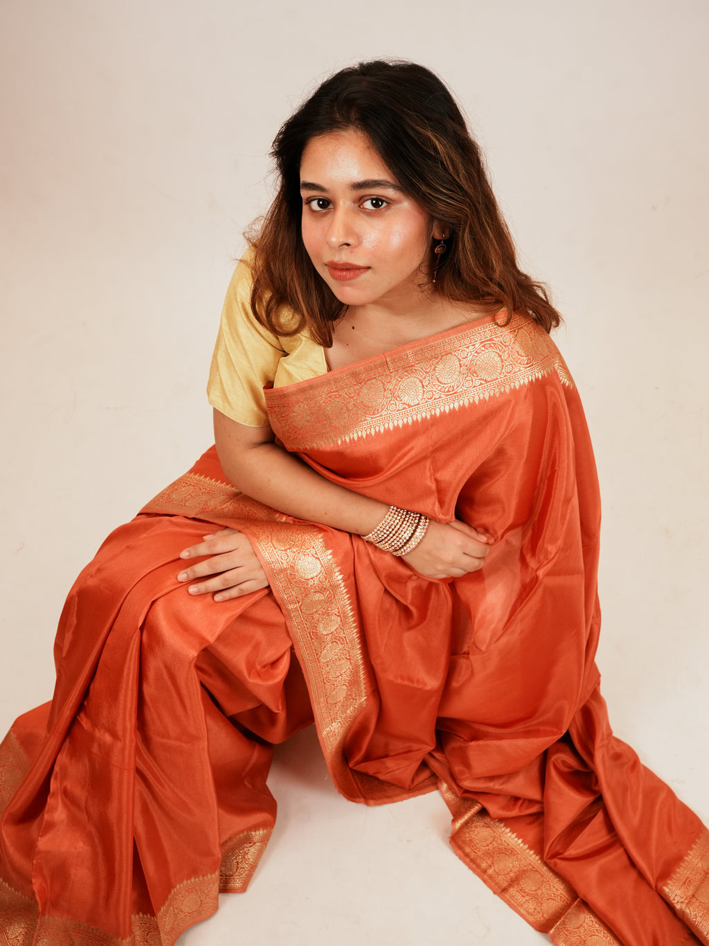 Rust Orange Saree
