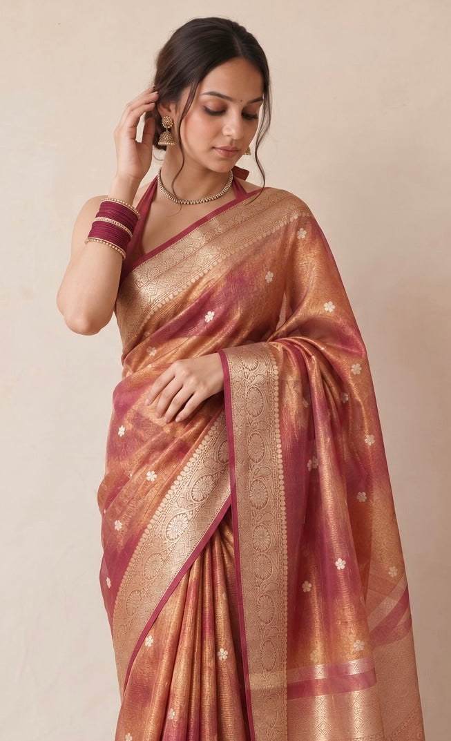 Golden Tissue Silk Banarasi Saree