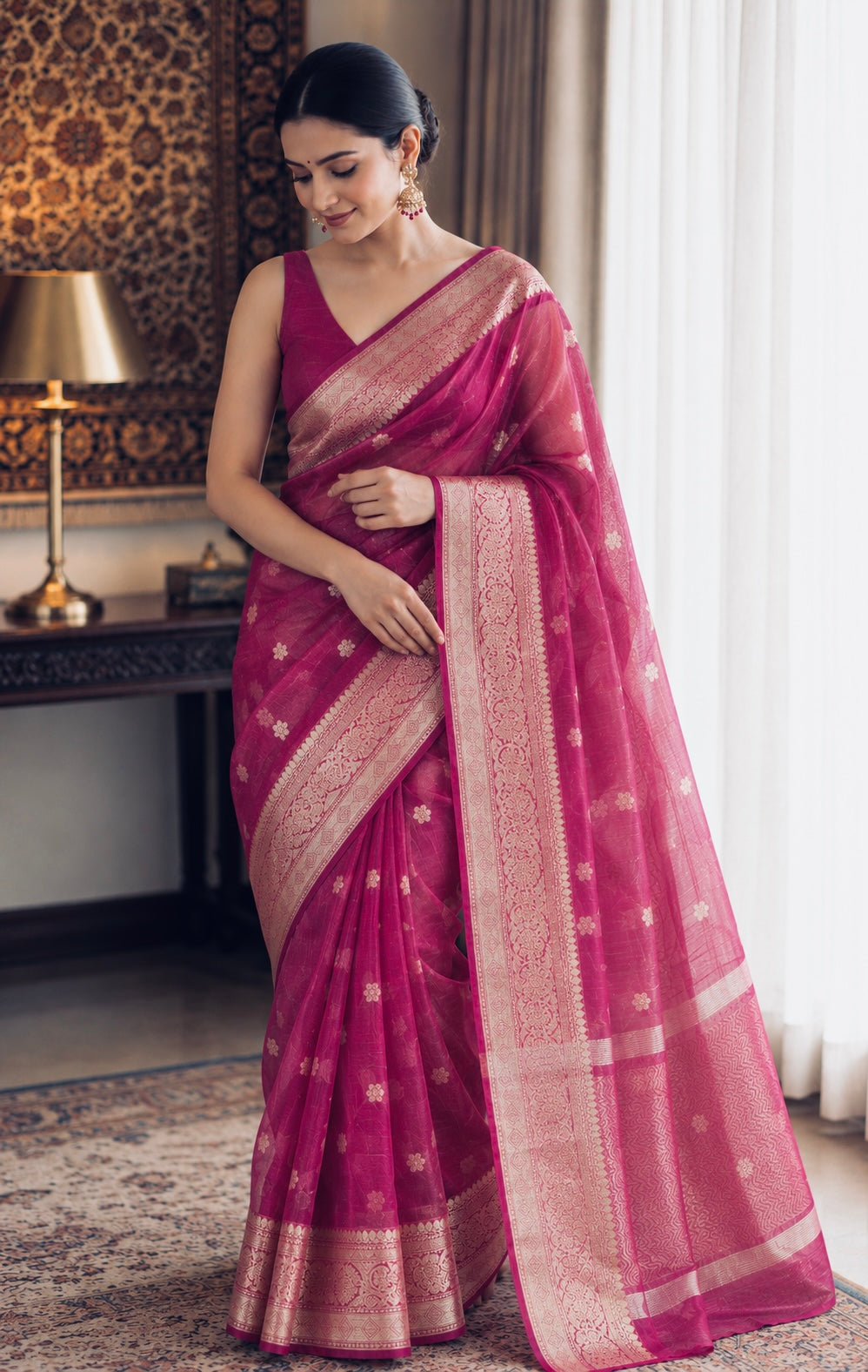 Pink Tissue Silk Banarasi Saree