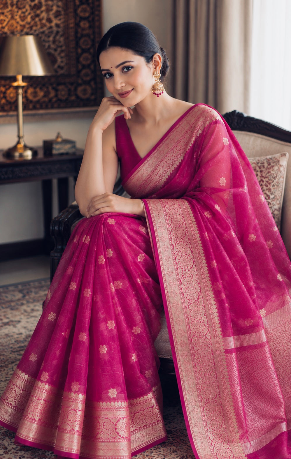 Pink Tissue Silk Banarasi Saree