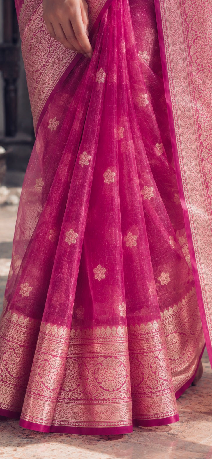 Pink Tissue Silk Banarasi Saree