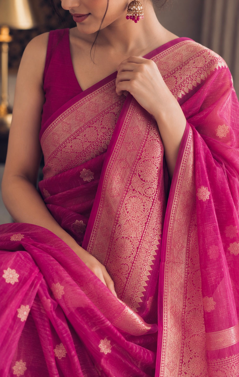 Pink Tissue Silk Banarasi Saree