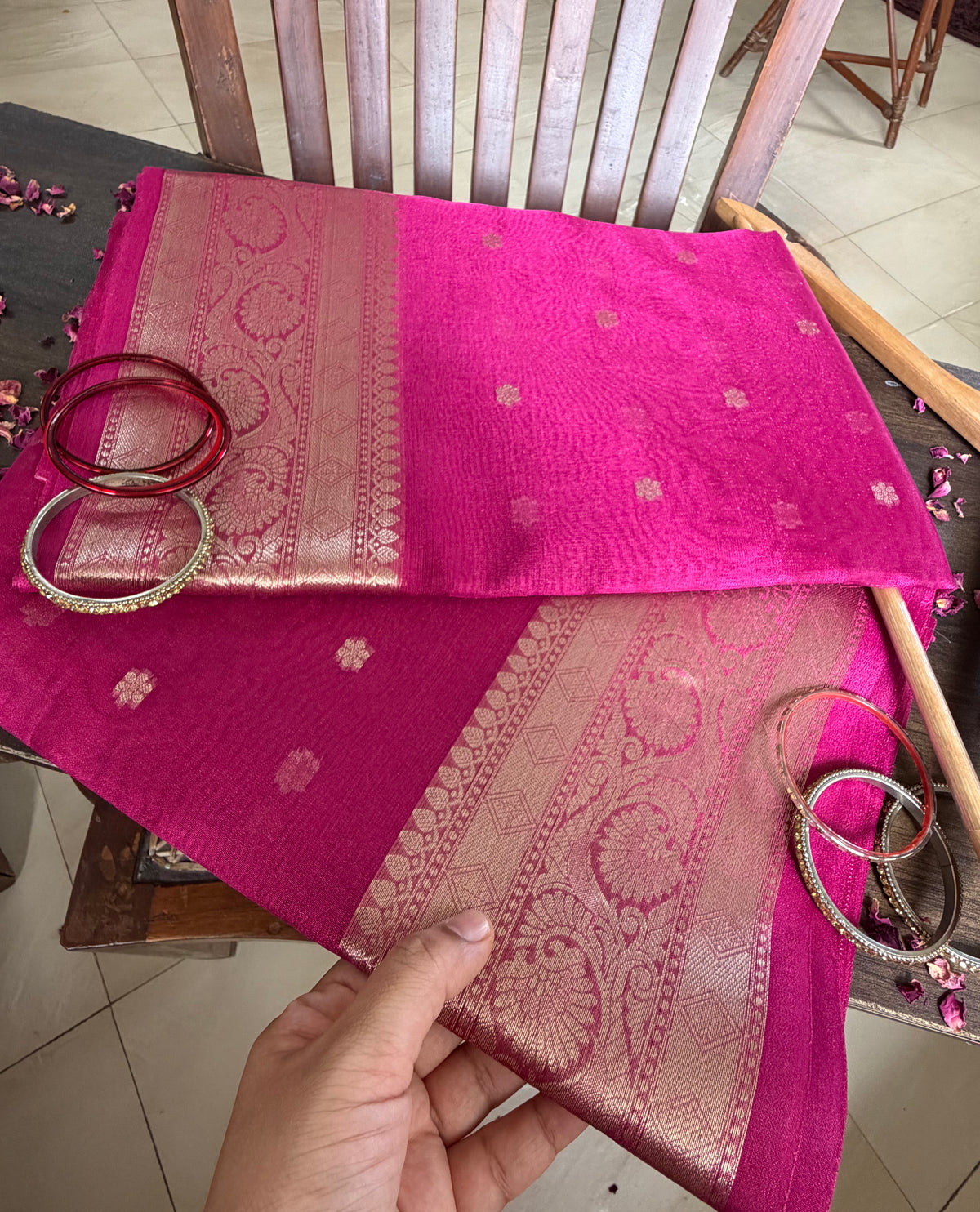Pink Tissue Silk Banarasi Saree