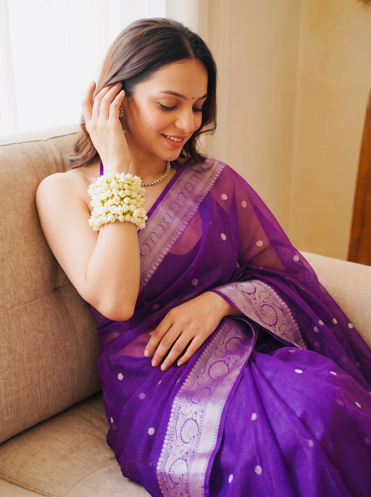 Purple Tissue Silk Banarasi Saree
