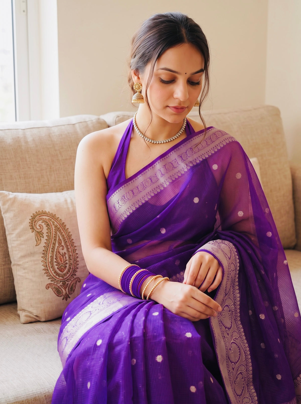 Purple Tissue Silk Banarasi Saree