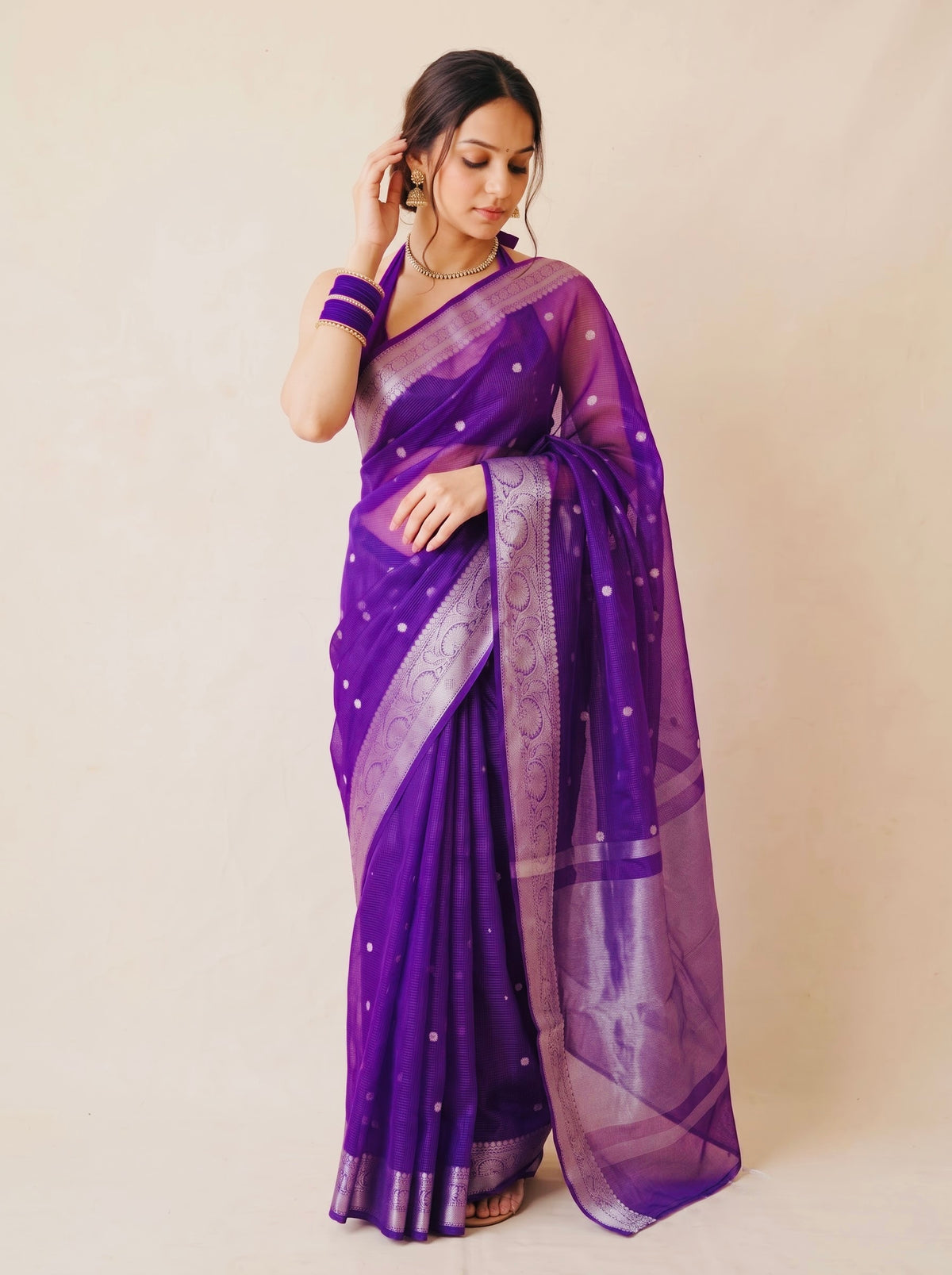 Purple Tissue Silk Banarasi Saree