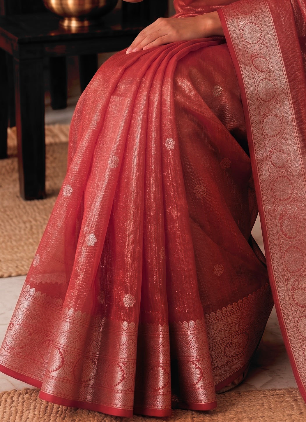Red Tissue Silk Banarasi Saree