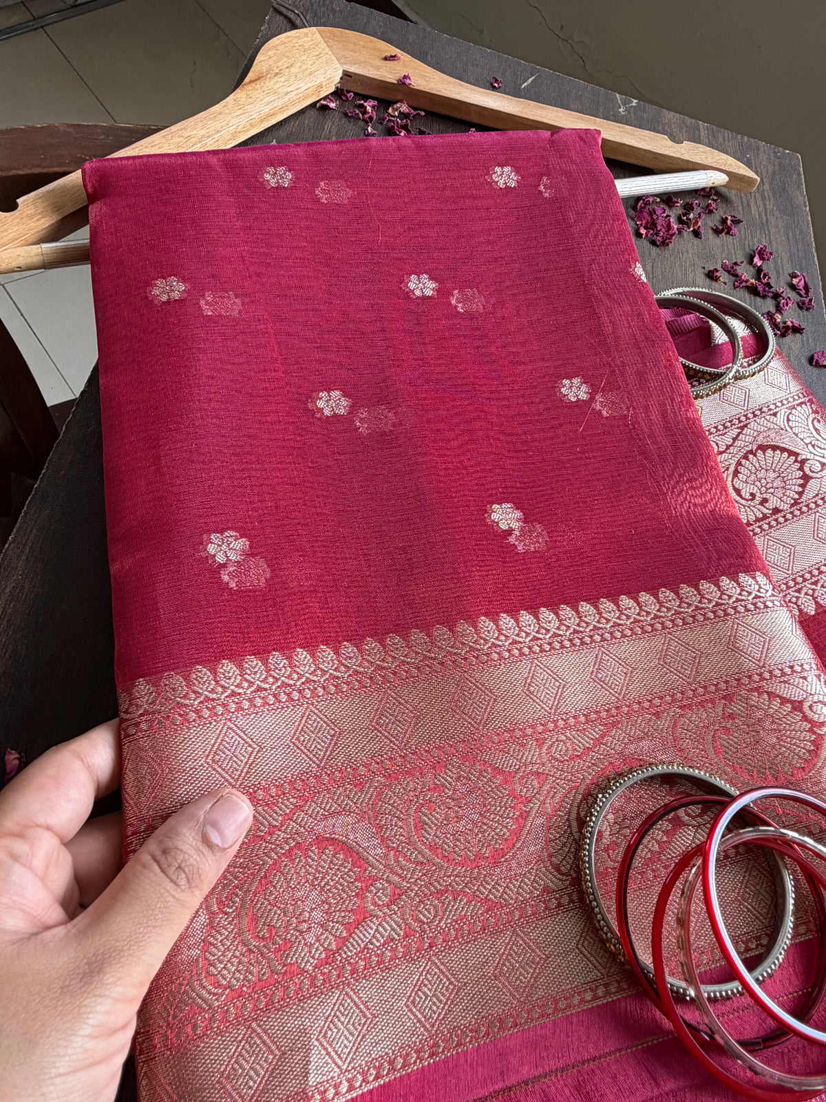 Red Tissue Silk Banarasi Saree